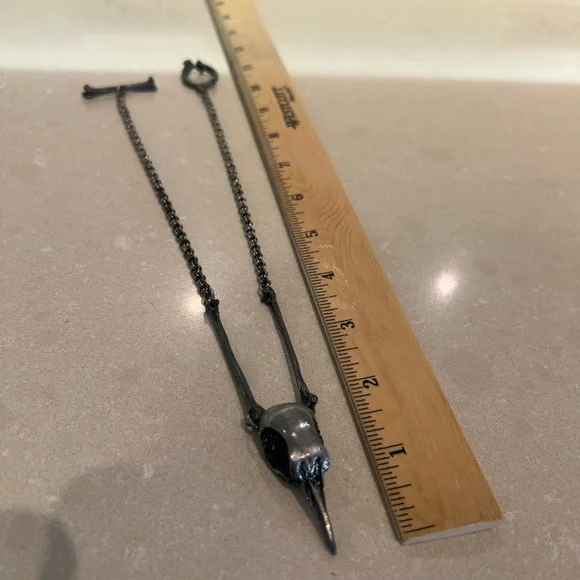 Black Bird Skull Necklace and Bone Earrings Set - Picture 6 of 11